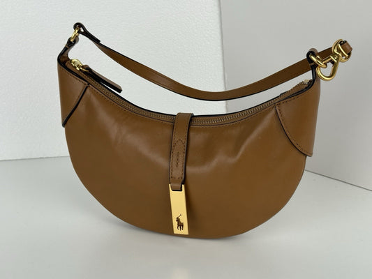 POLO RALPH LAUREN Shoulder Bag Half Moon Shaped Leather Brown