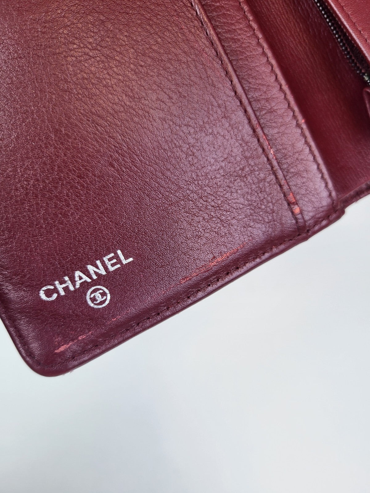 Chanel Wallet Interlocking CC Logo Patent Leather Continental Red