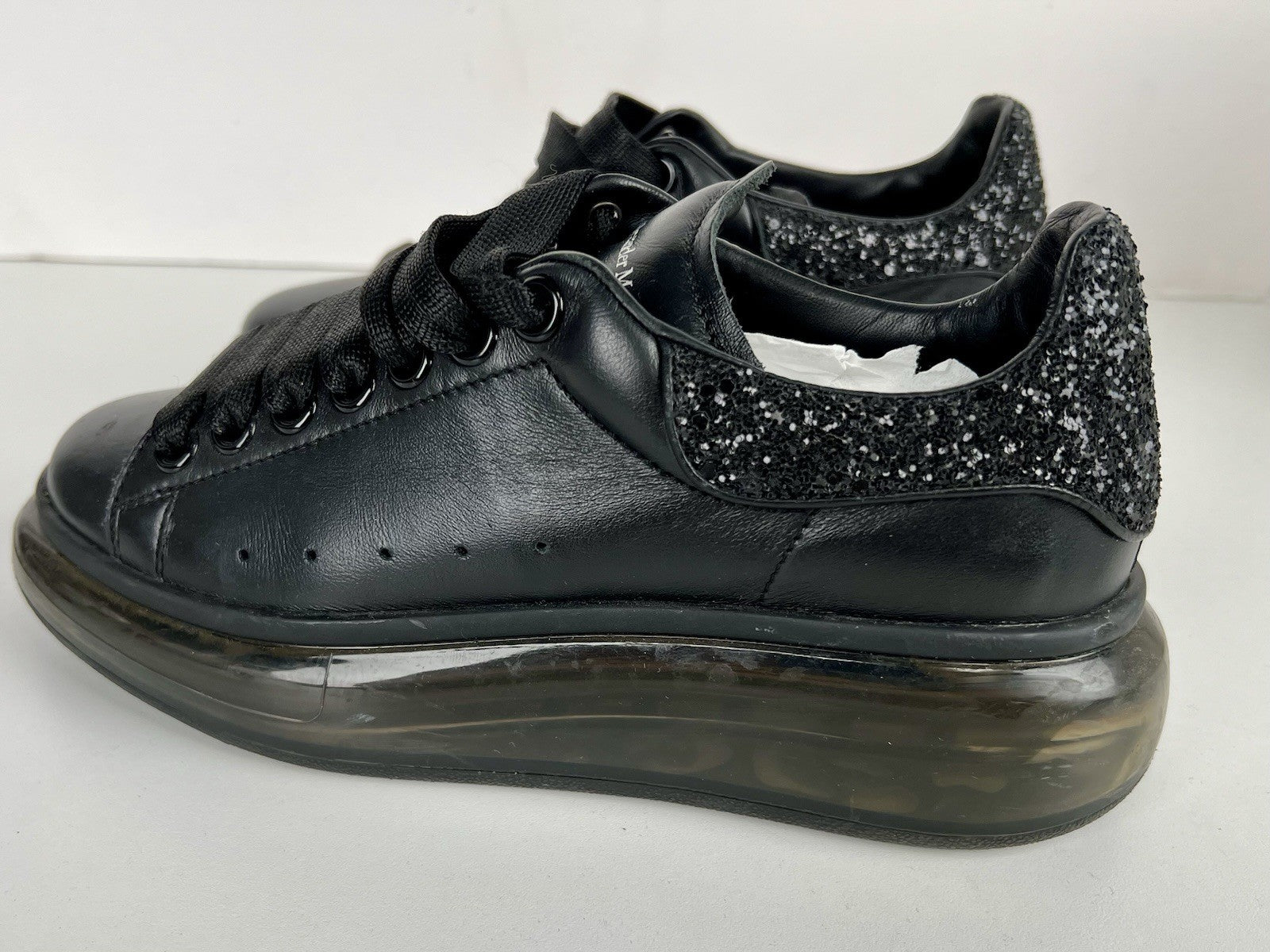 Alexander McQueen Sneakers Black Leather Size 36 Us 6,5