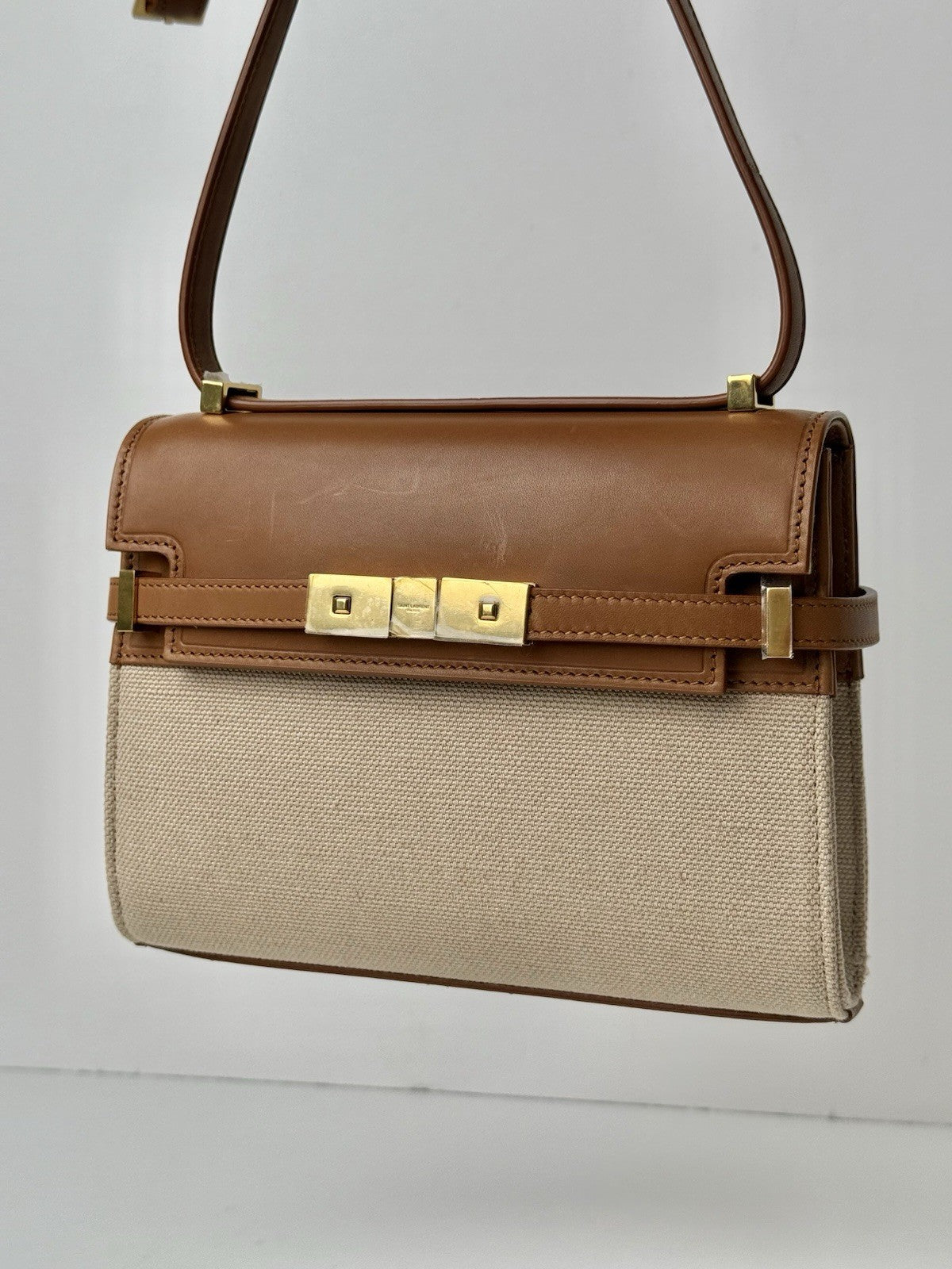 Saint Laurent Mini Manhattan Crossbody Bag Brown