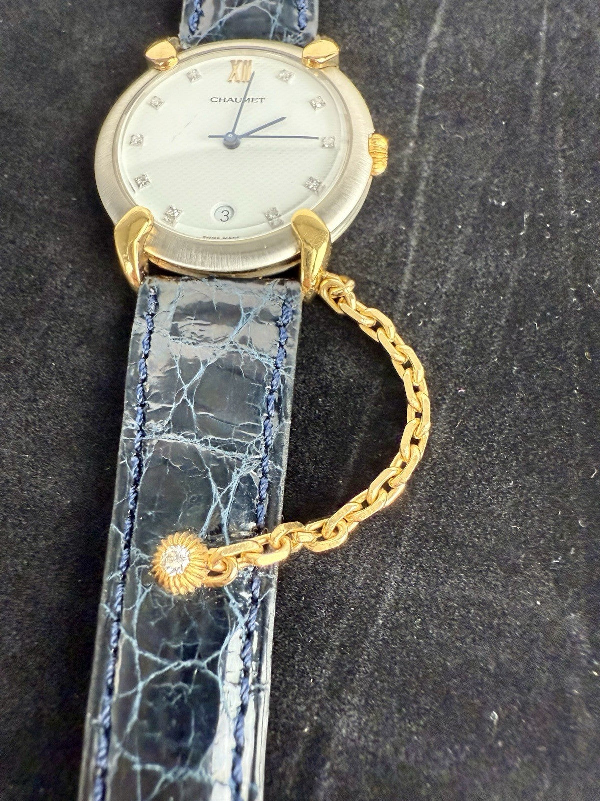 CHAUMET Paris 18k Gold Diamonds Stainless Steel Griffith 32mm Quartz Watch 9 In