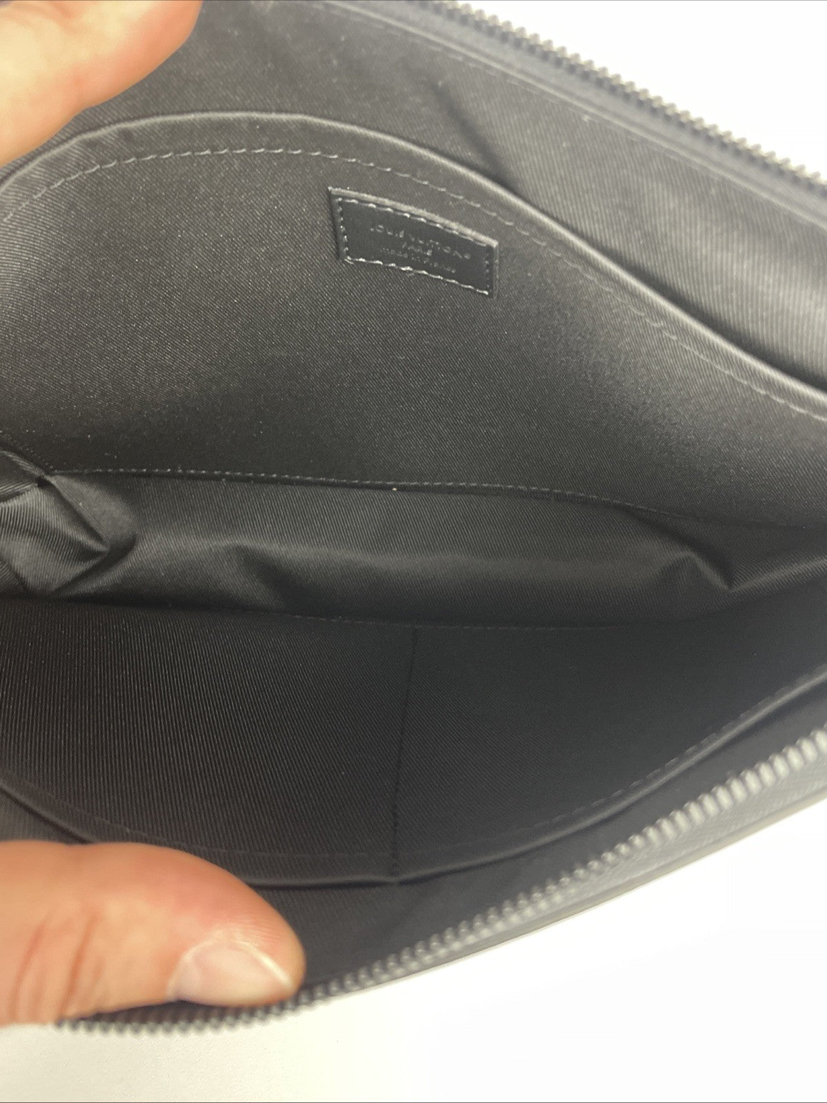 LOUIS VUITTON Bag Pochette Voyage Souple M82545 Black Monogram Pouch Microchip