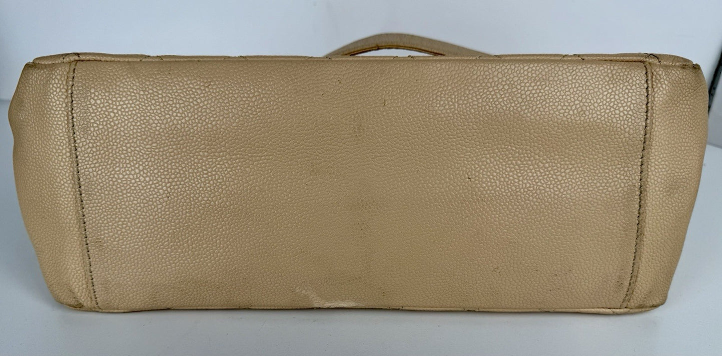 CHANEL Caviar Quilted Grand Shopping Tote Beige Bag