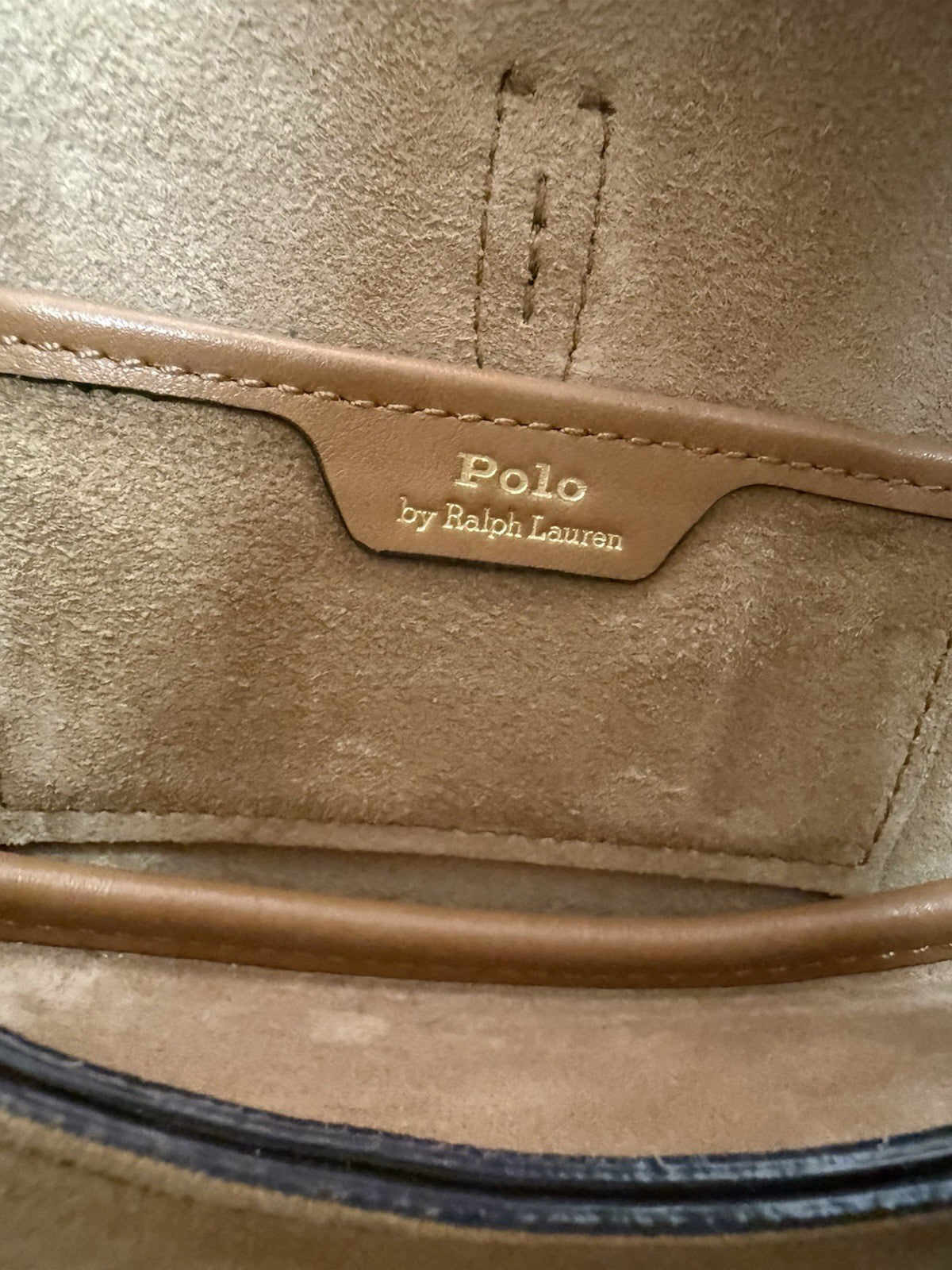 POLO RALPH LAUREN Shoulder Bag Half Moon Shaped Leather Brown