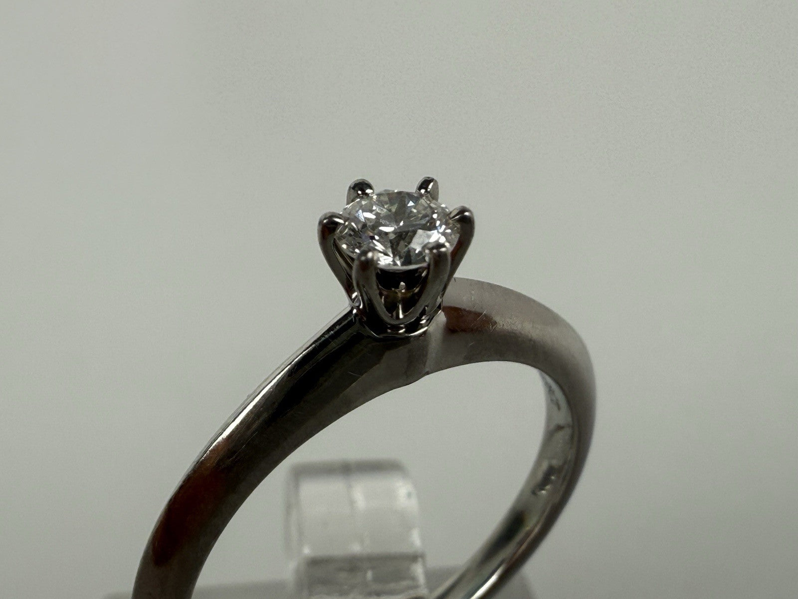 Tiffany & Co Platinum Diamond Engagement Ring 0.15 Carat Brilliant Cut Size 4.75