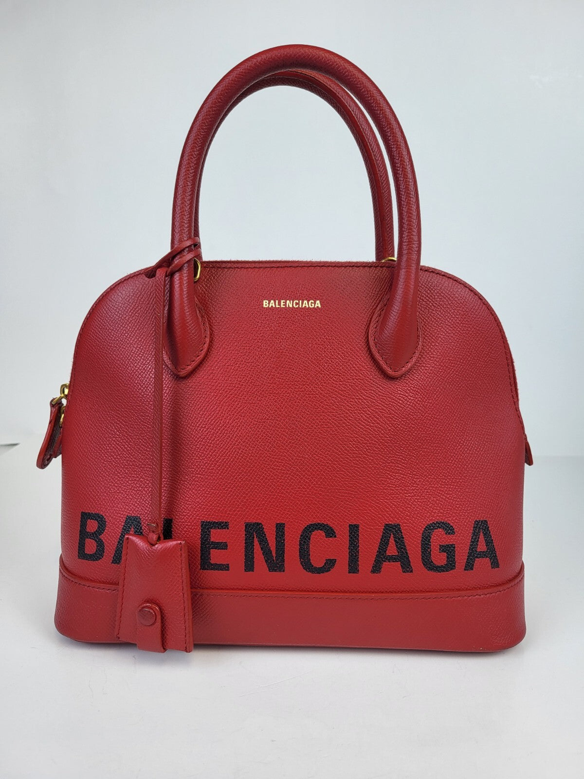 BALENCIAGA Ville Bag Red Grained Leather  Top Handles Bag