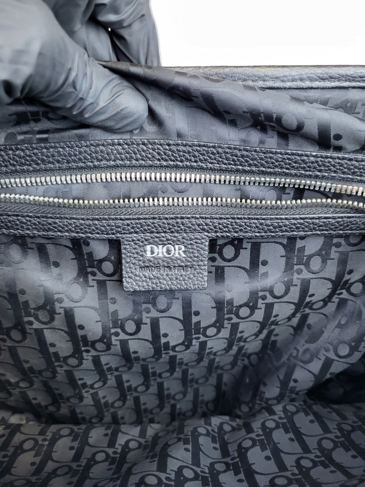 Dior Men's Backpack Saddle Bag Grained Black Leather