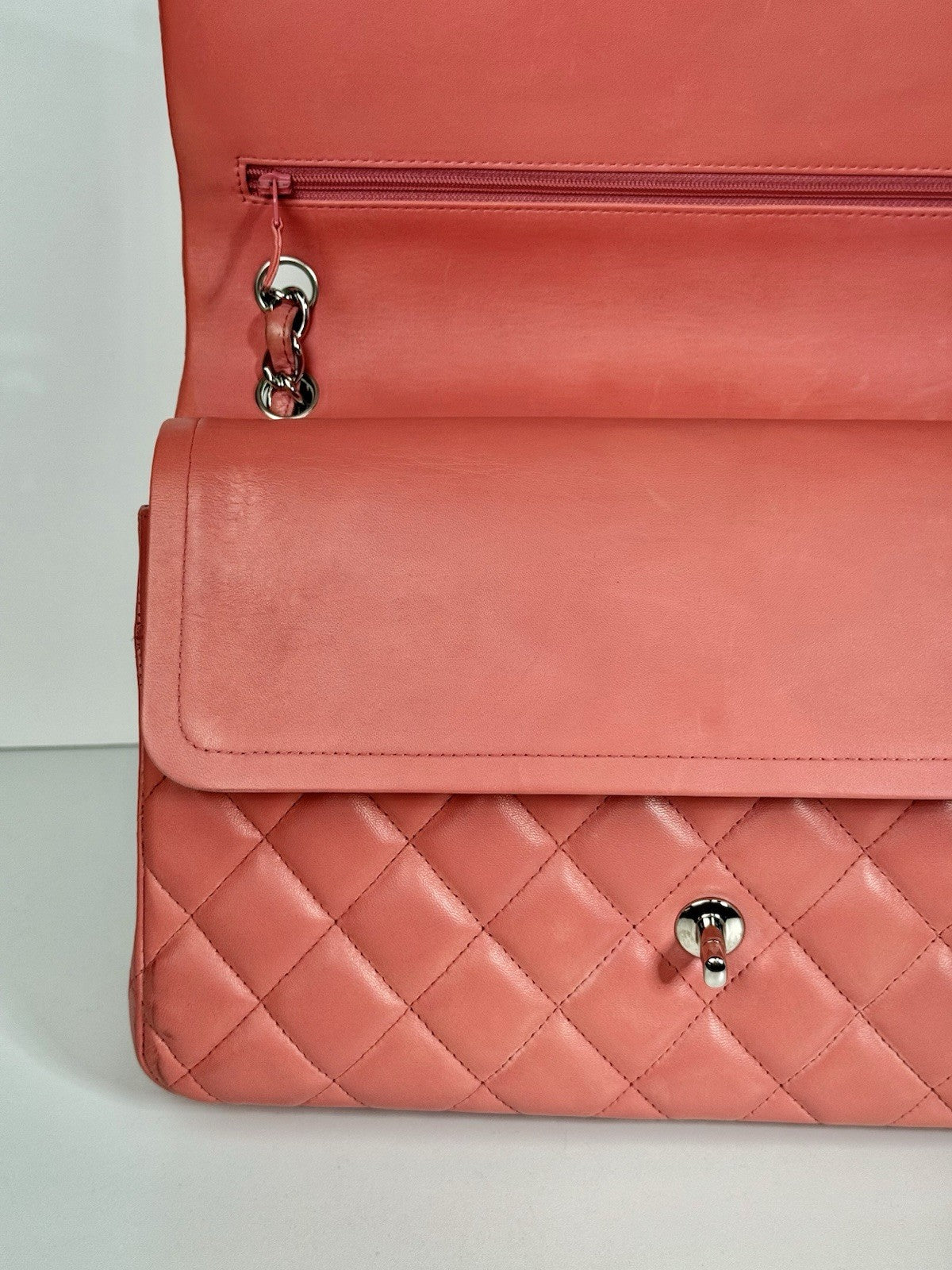 Chanel Jumbo Double Flap Calfskin Shoulder Bag Peach