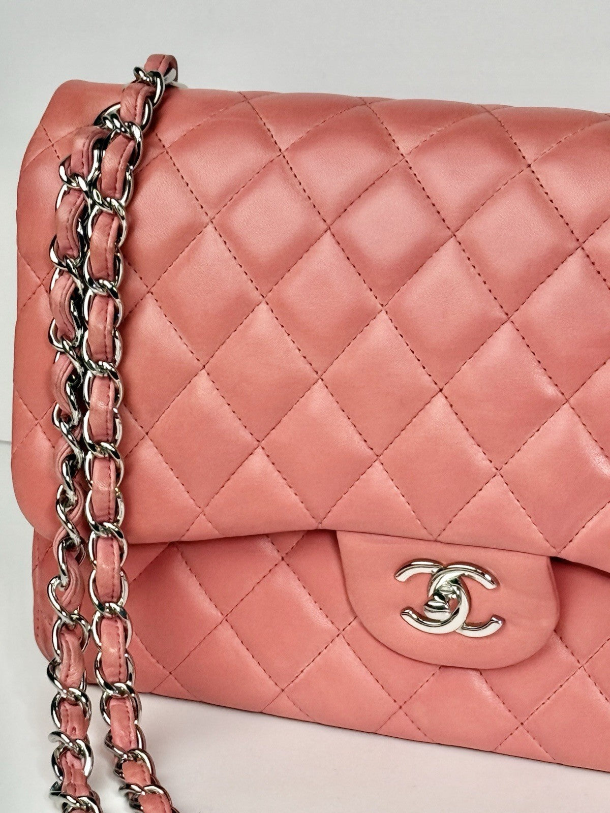 Chanel Jumbo Double Flap Calfskin Shoulder Bag Peach