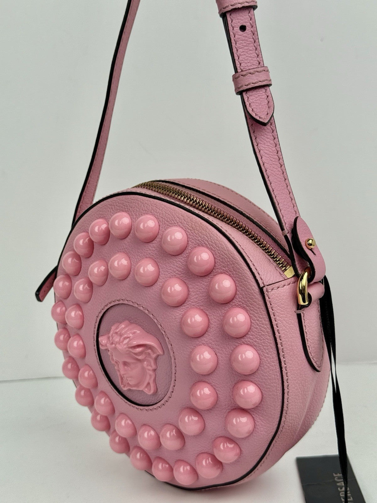 Versace Bag Versus La Medusa Studded Round Camera Bag