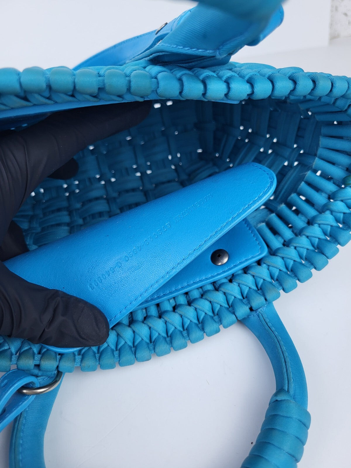 Balenciaga Bistro Basket Bag Nylon Faux Calfskin XXS Blue