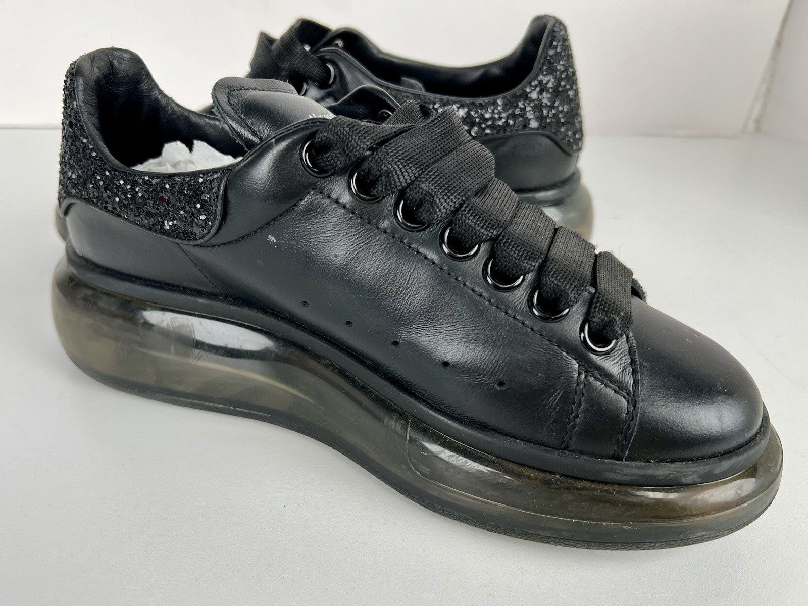 Alexander McQueen Sneakers Black Leather Size 36 Us 6,5