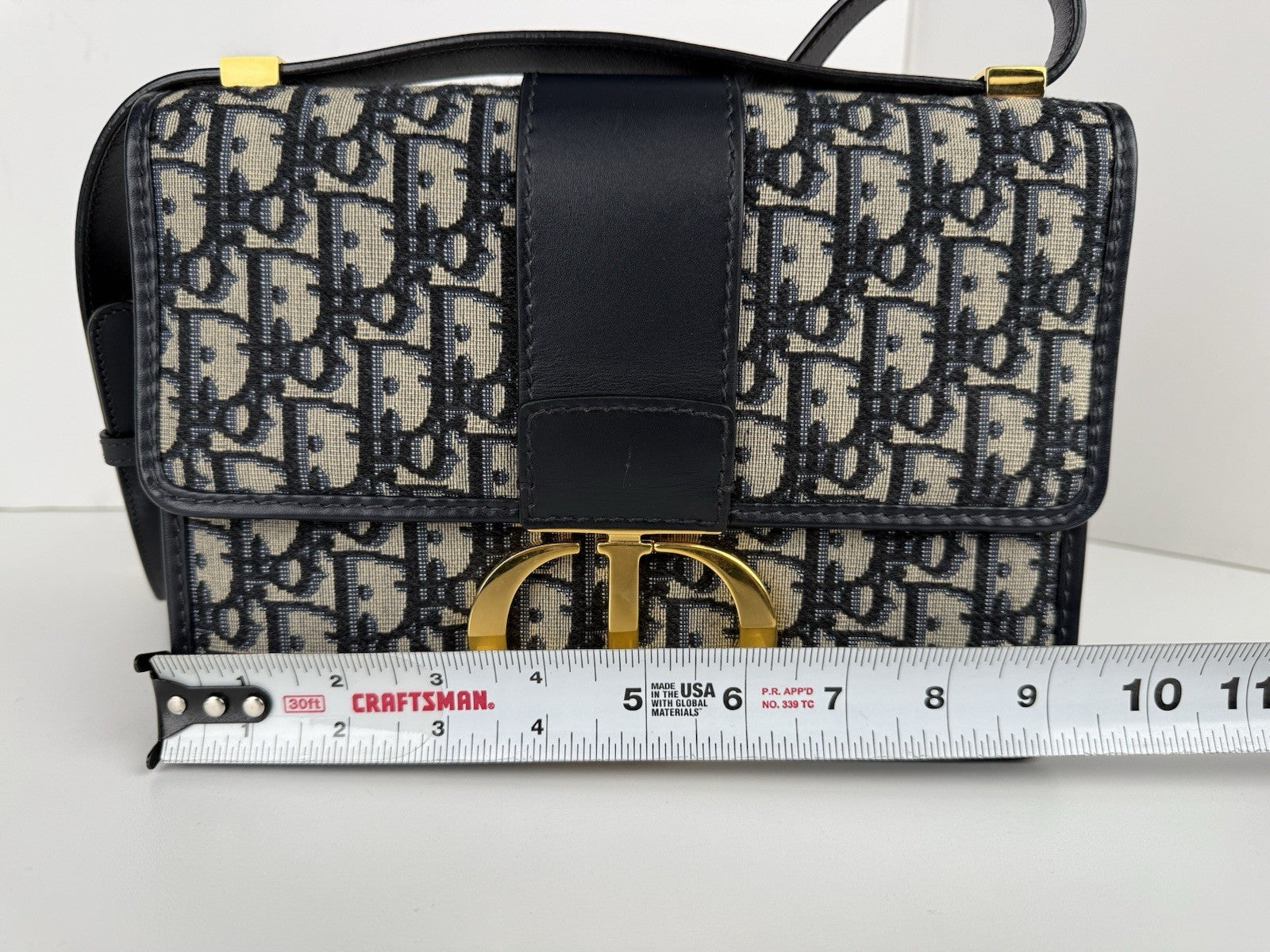 Dior  OBLIQUE 30 Montaigne Blue and Beige Canvas Shoulder bag