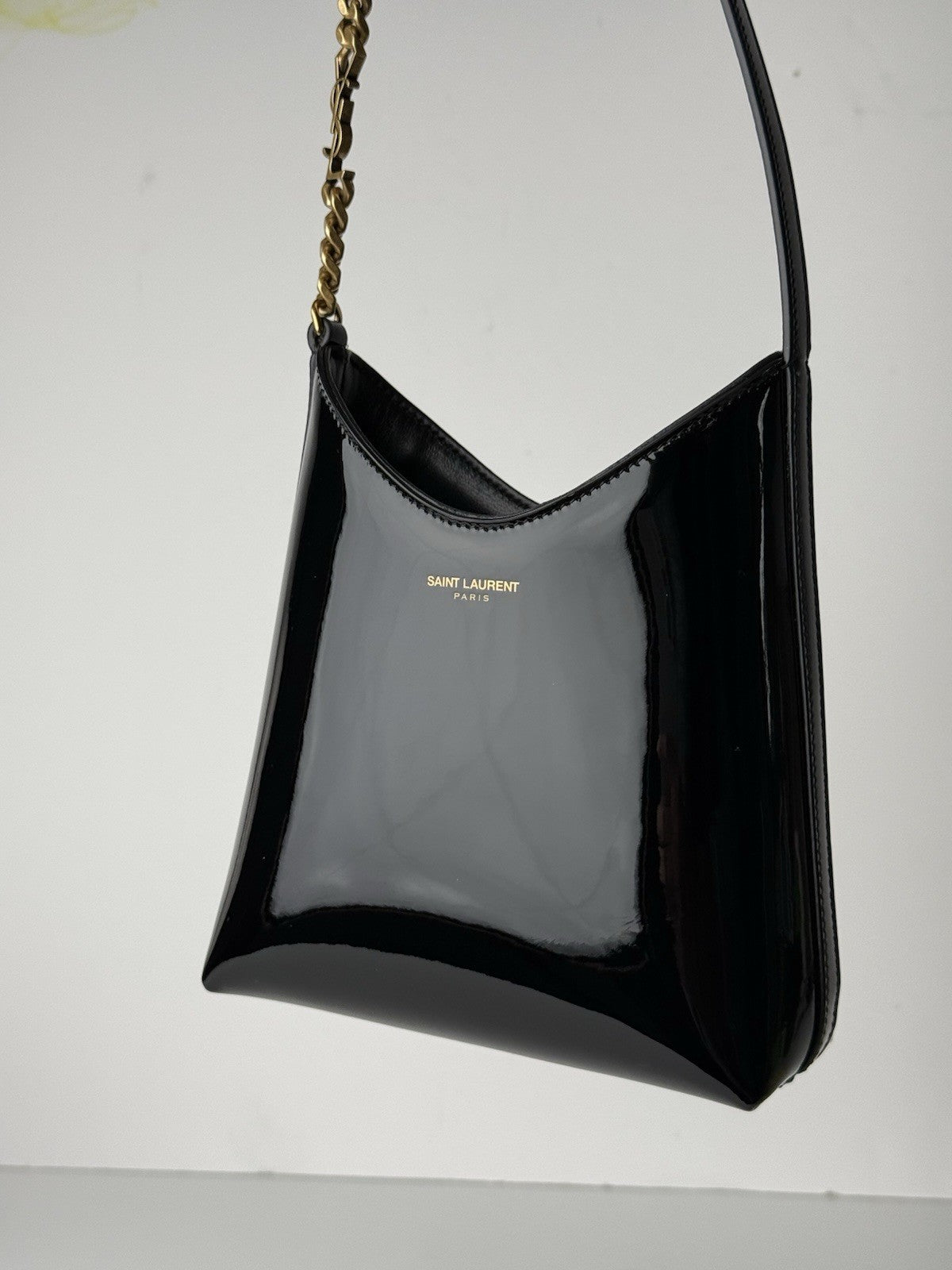 Saint Laurent RENDEZ-VOUS PATENT LEATHER HOBO BAG
