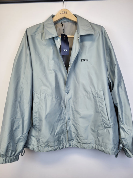 Dior Blouson Jacket Blue Silk Blend Size 54 XXL Men