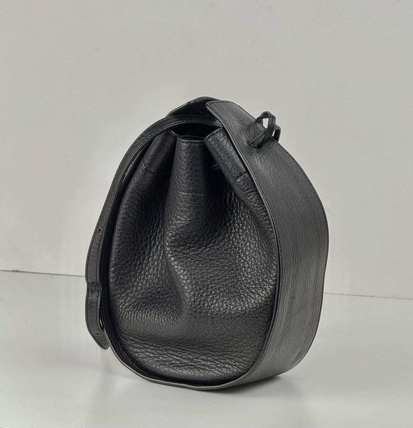 The Row Black Leather Crossbody Bucket Bag