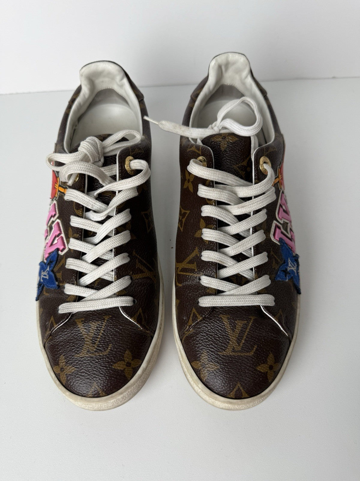 Calfskin Monogram LV Black Heart Sneakers  Size 38