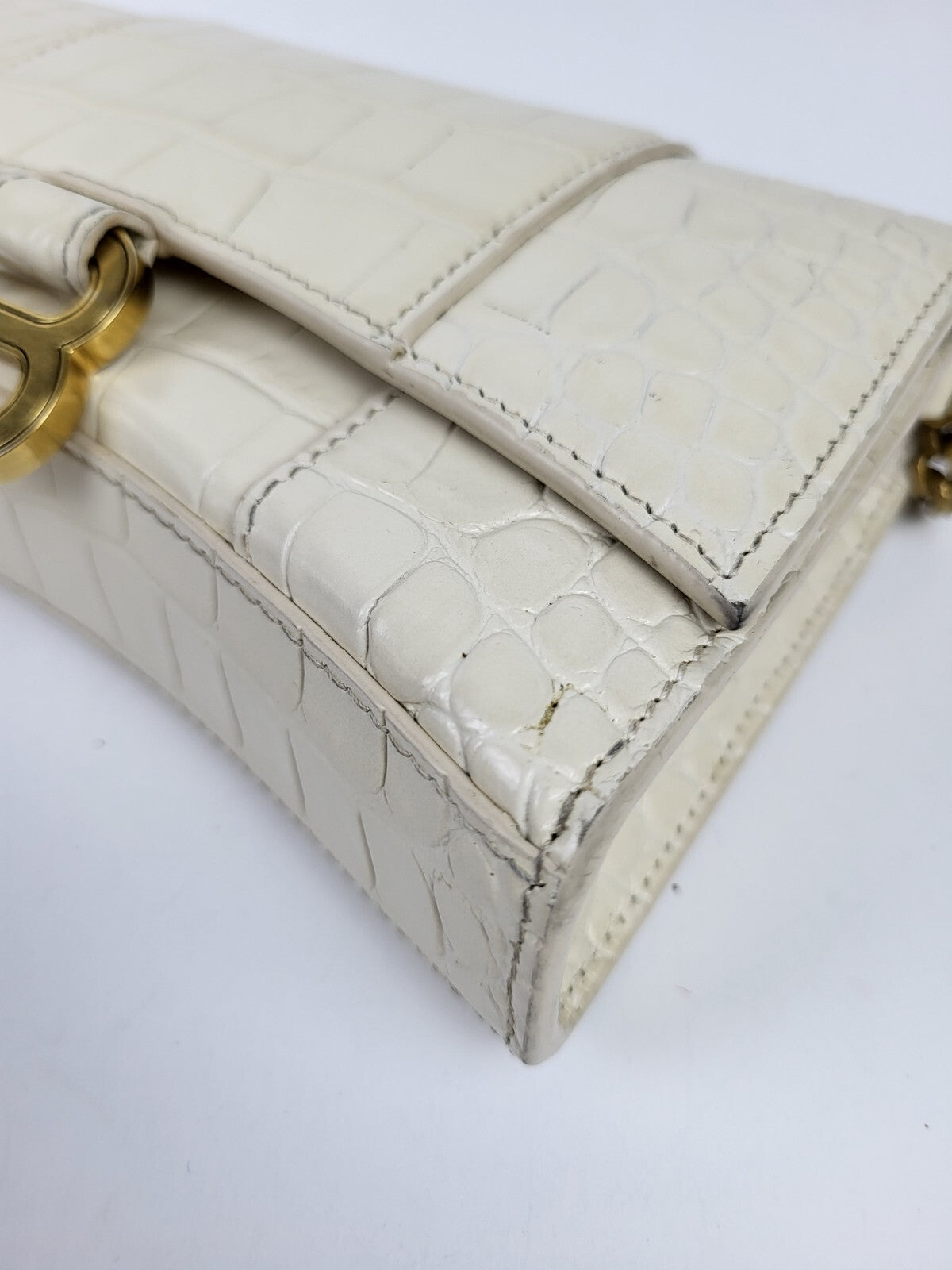 BALENCIAGA Wallet On Chain Crocodile Embossed Leather Hourglass