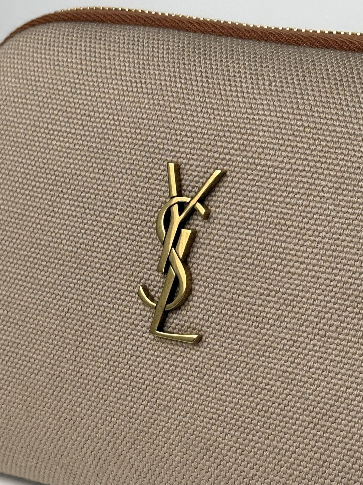 Saint Laurent Lambskin Quilted Gaby Zipped Crossbody Bag Brown