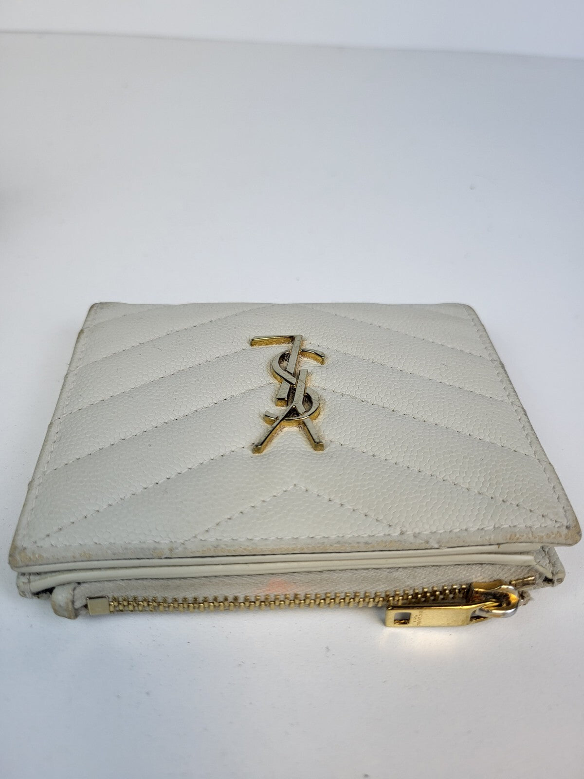 Saint Laurent Wallet Ivory Leather Small Wallet