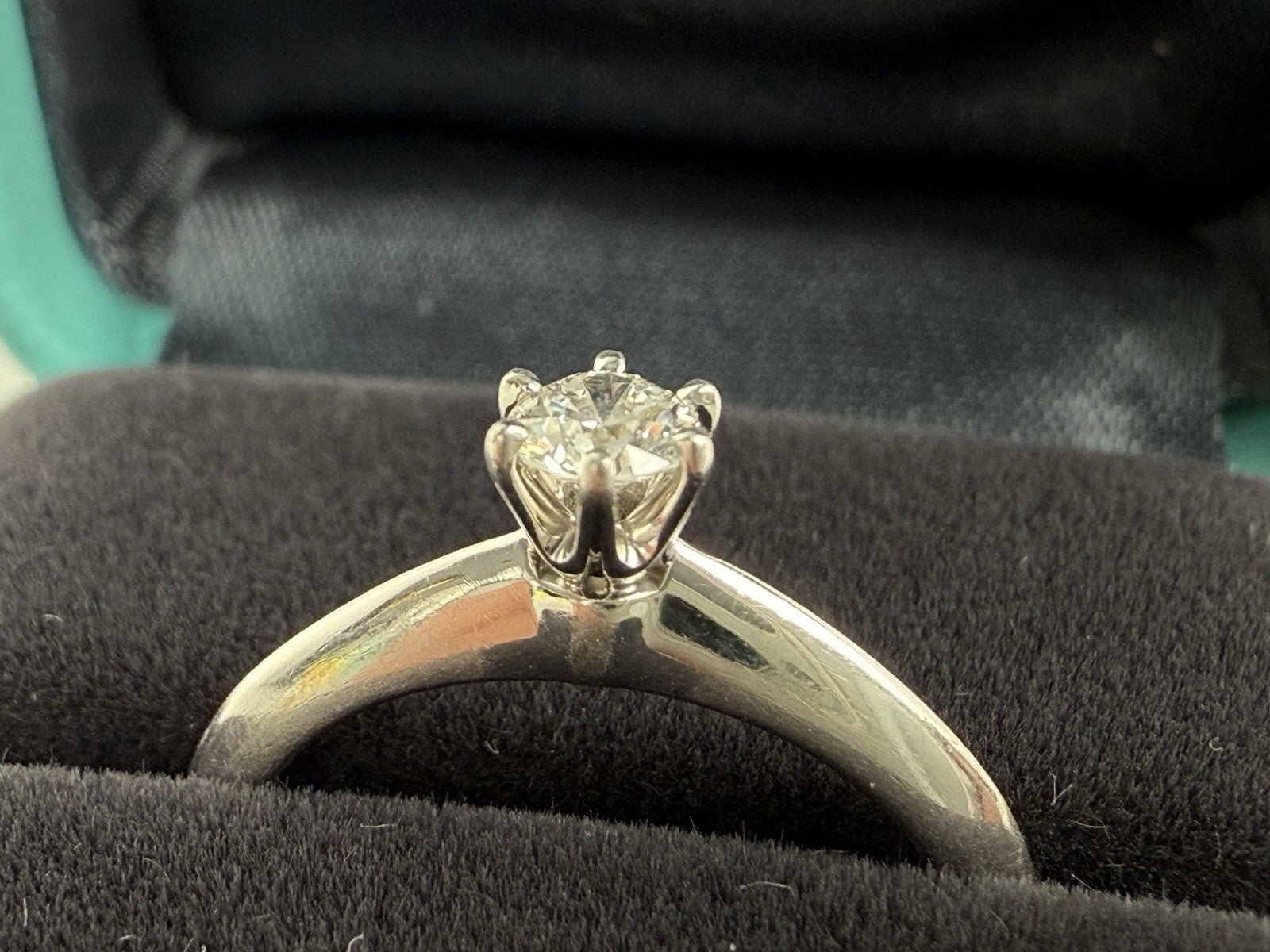 Tiffany & Co Platinum Diamond Engagement Ring 0.15 Carat Brilliant Cut Size 4.75