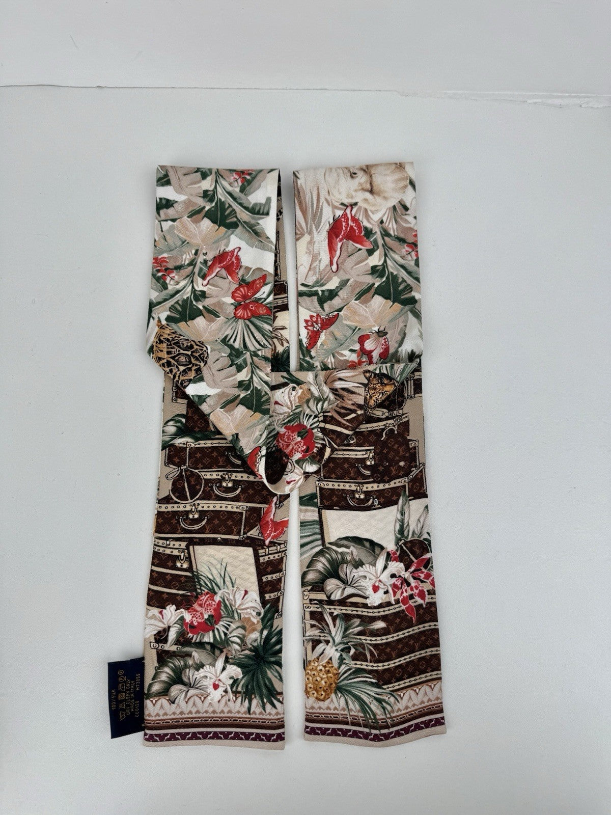 Louis Vuitton Silk Voyage Extraordinaire Bandeau Scarf Beige