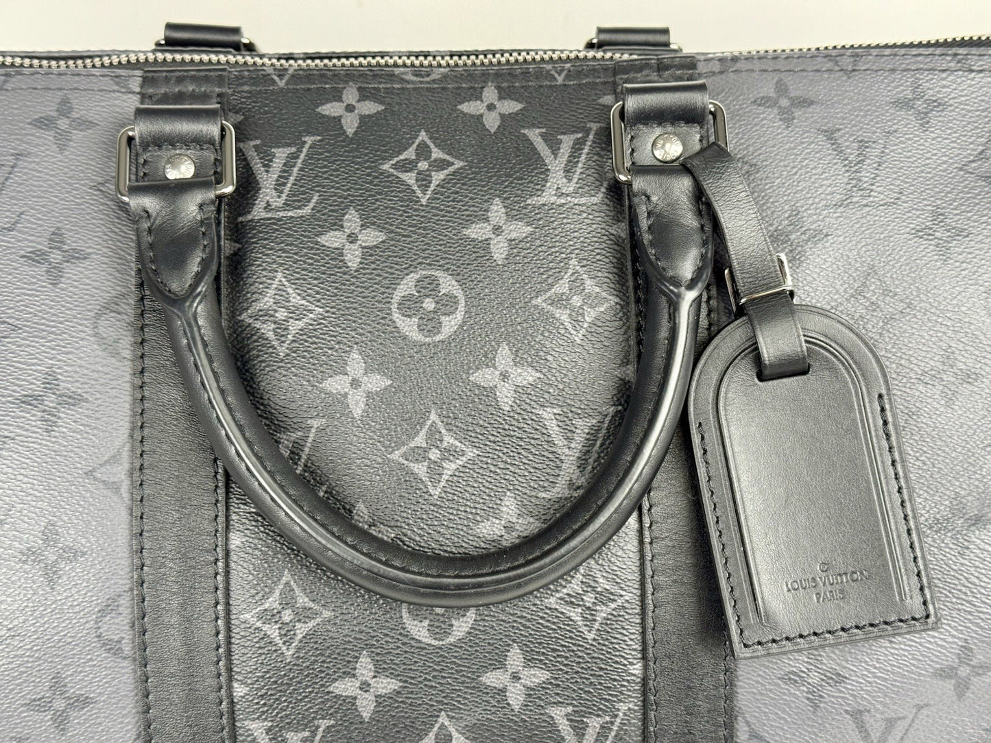 Louis Vuitton Duffle Bag M Monogram Eclipse Keepall Canvas Black/Gray Size 50
