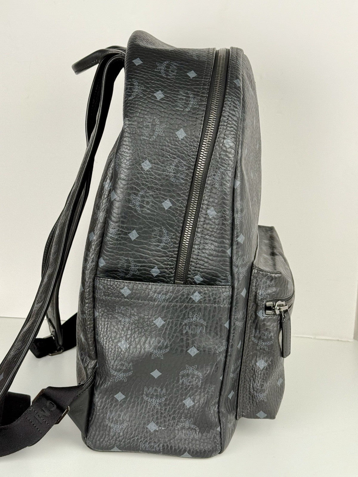 MCM Visetos Stark Backpack Black Leather Large