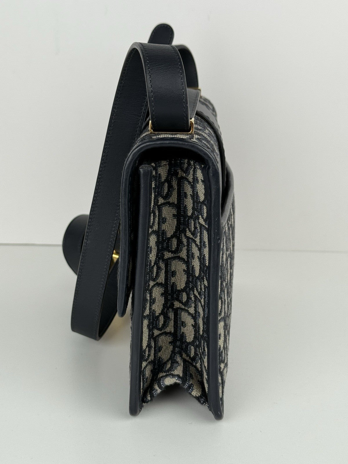 Dior  OBLIQUE 30 Montaigne Blue and Beige Canvas Shoulder bag