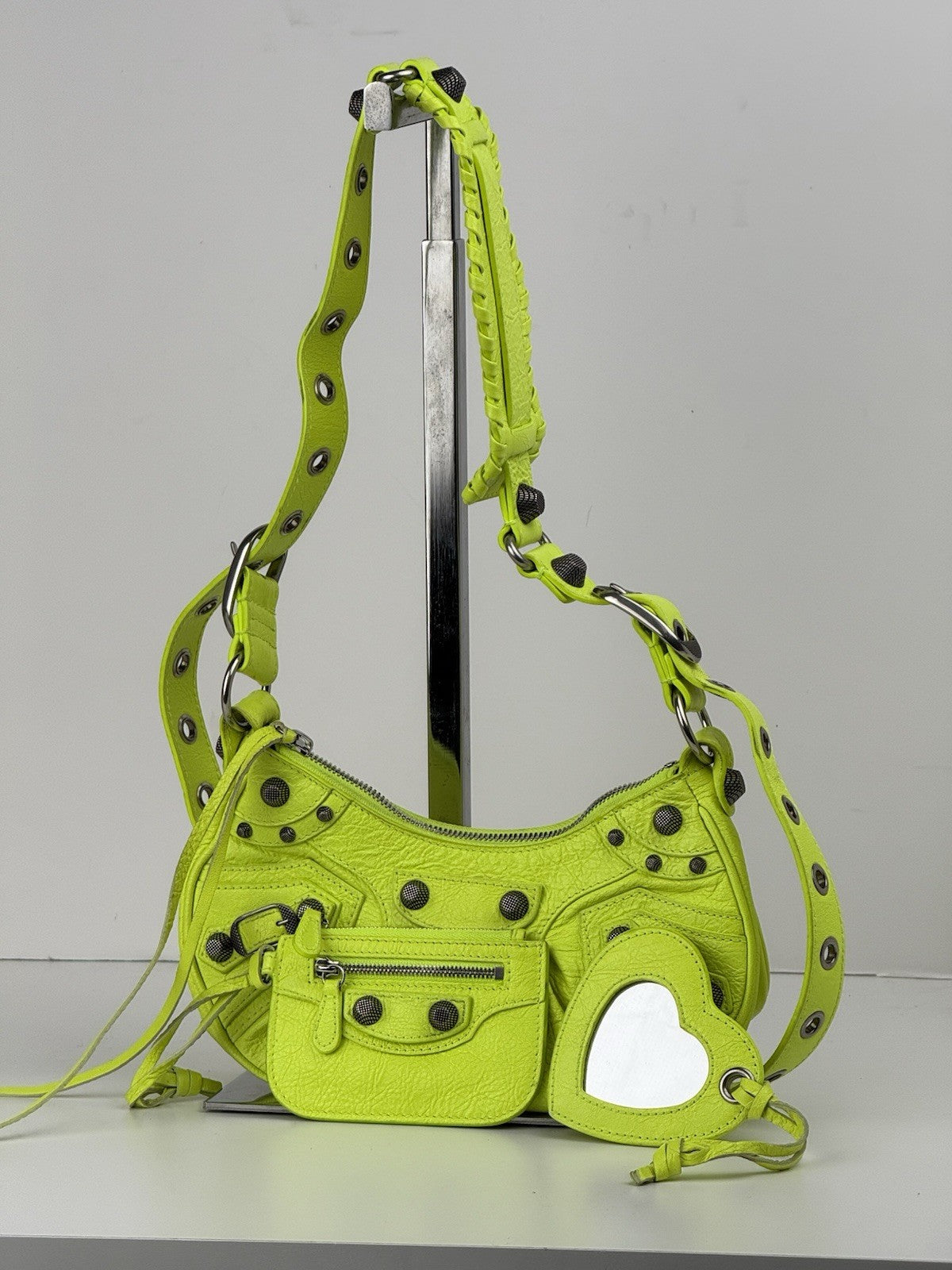 Balenciaga Le Cagole Shoulder Bag XS Yellow Neon Leather