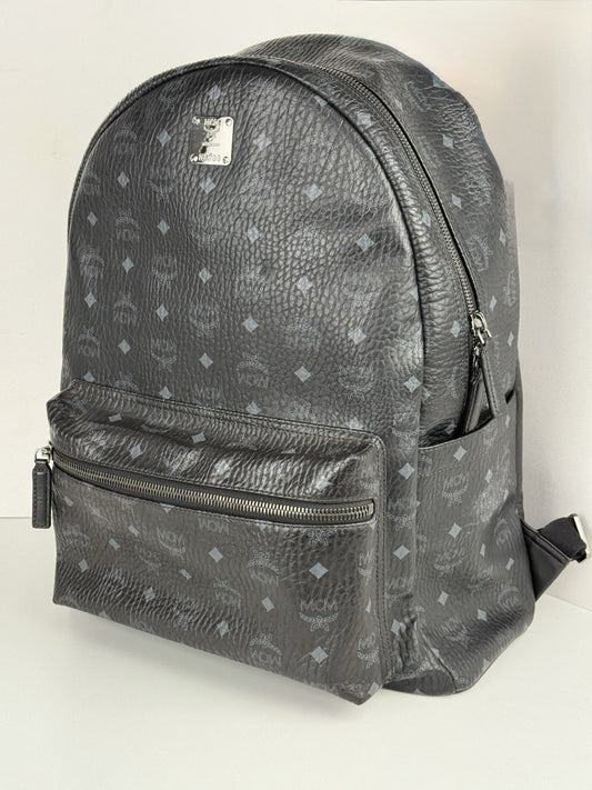 MCM Visetos Stark Backpack Black Leather Large