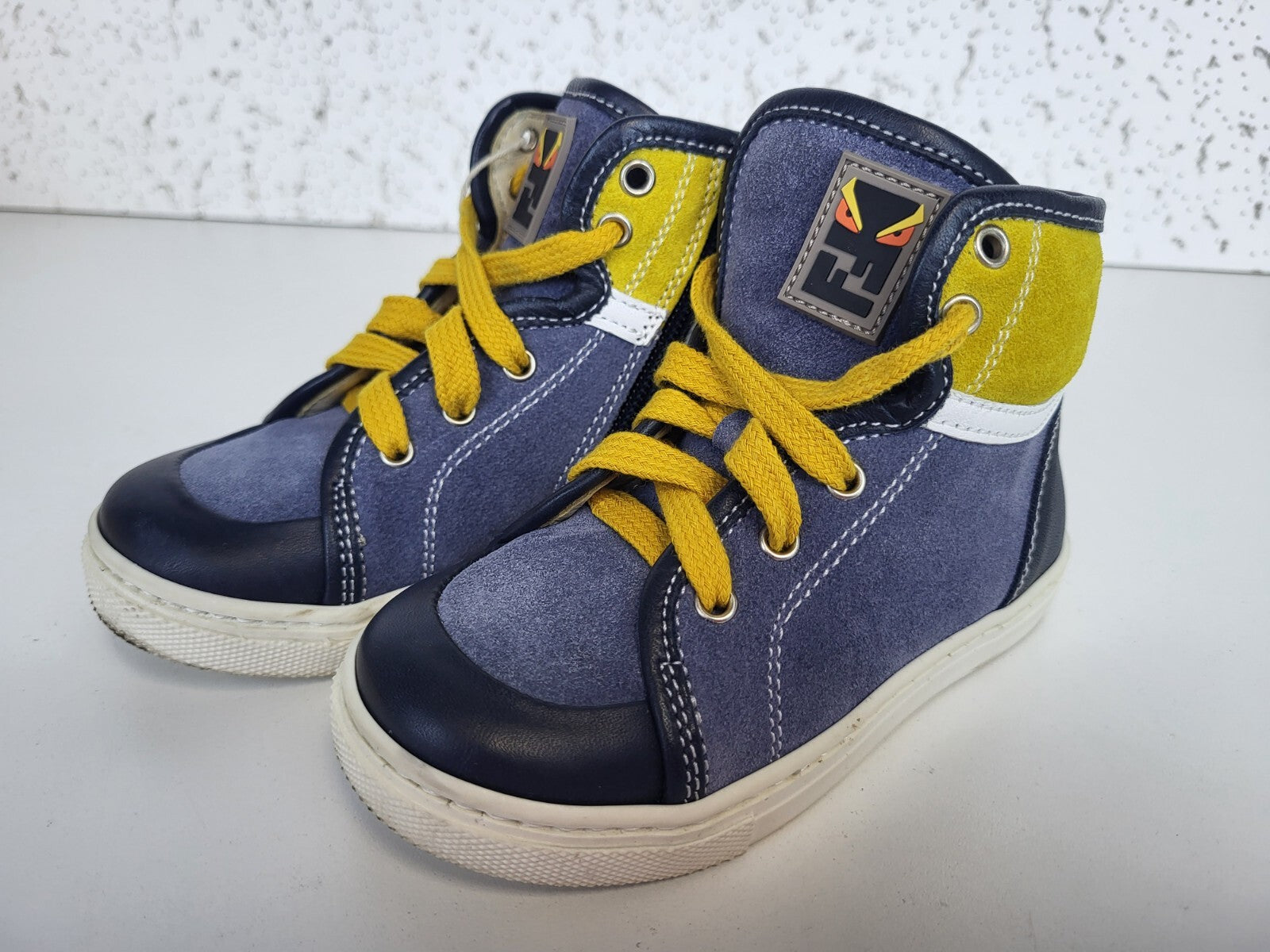 Fendi Boys' Suede High Top Sneakers - Blue Sizes 24