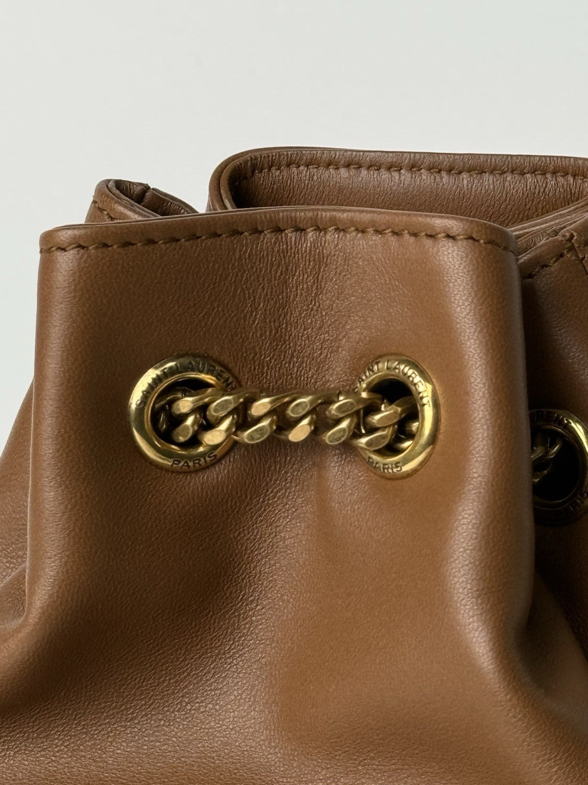 Saint Laurent Joe Nano Quilted Bucket Bag Brown