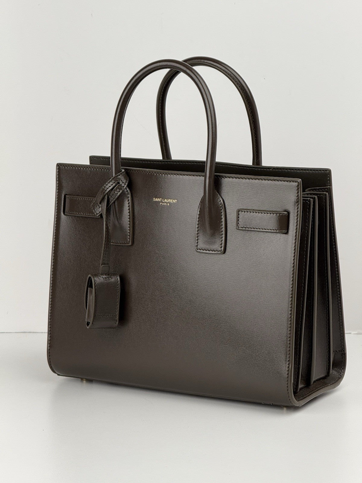 Saint Laurent Sac De Jour Leather Satchel Bag Mini Olive