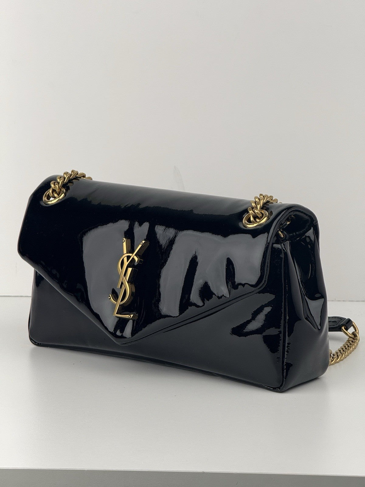 Saint Laurent Patent Calfskin Calypso Black Shoulder Bag