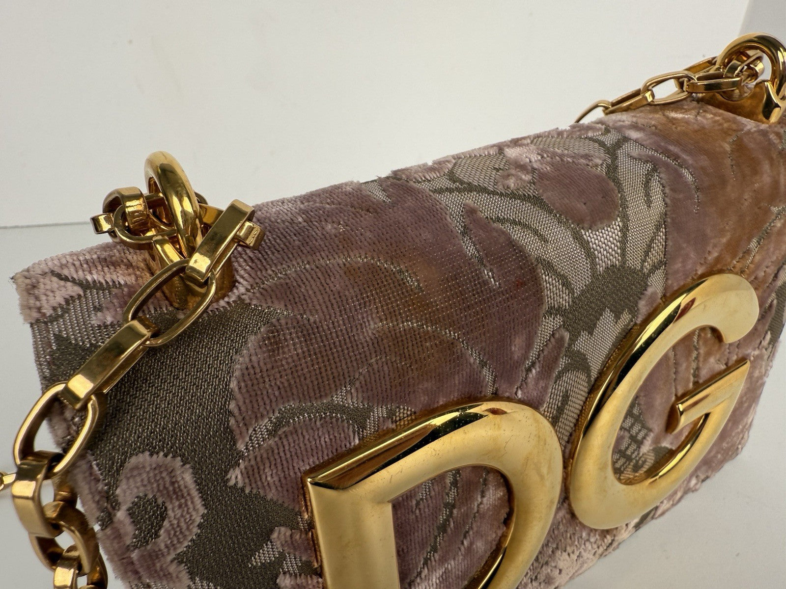 Dolce and Gabbana Pink Corduroy and Leather DG Girls Shoulder Bag