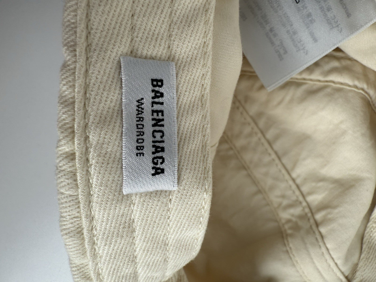 Balenciaga Baseball Cap Ivory Cotton Fabric