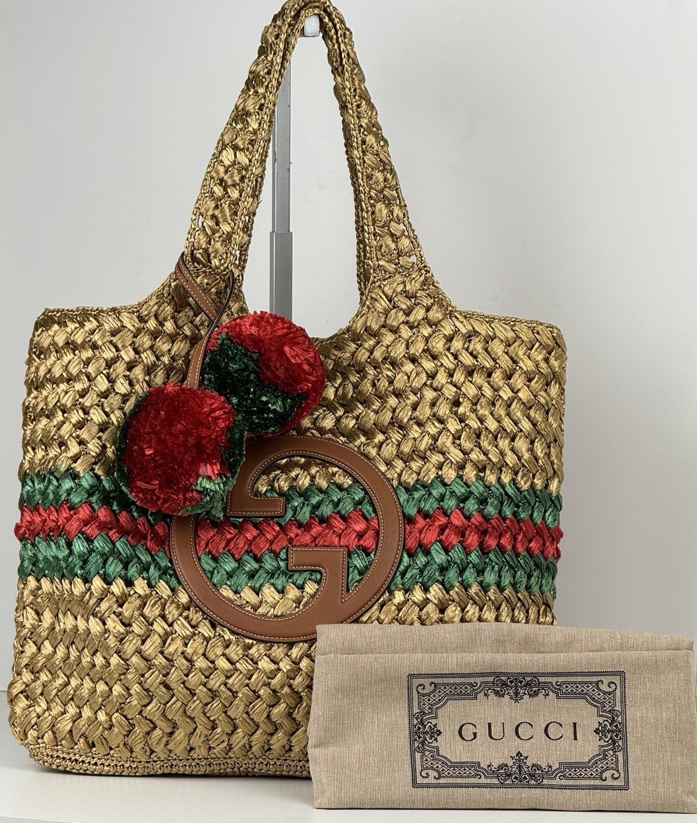 Gucci Blondie NM Open Tote Raffia Medium
