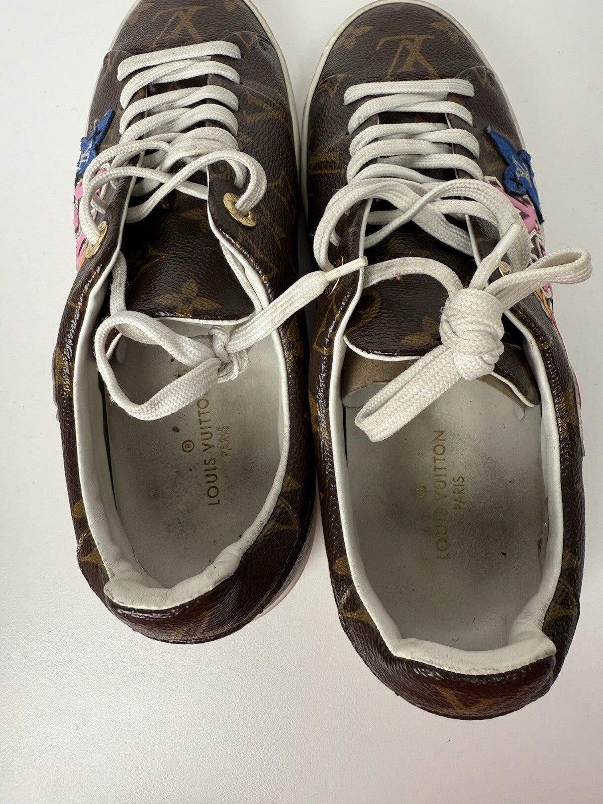 Calfskin Monogram LV Black Heart Sneakers  Size 38