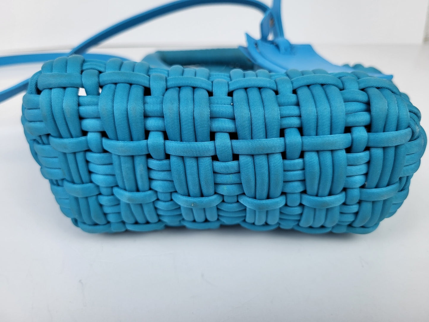 Balenciaga Bistro Basket Bag Nylon Faux Calfskin XXS Blue