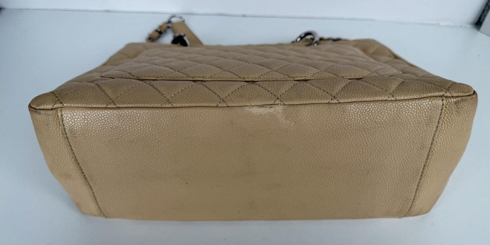 CHANEL Caviar Quilted Grand Shopping Tote Beige Bag