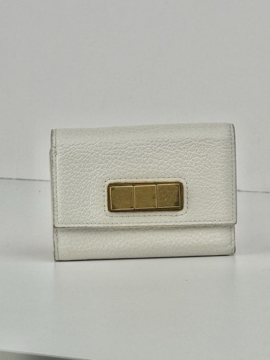 Bottega Veneta White Leather Small Wallet