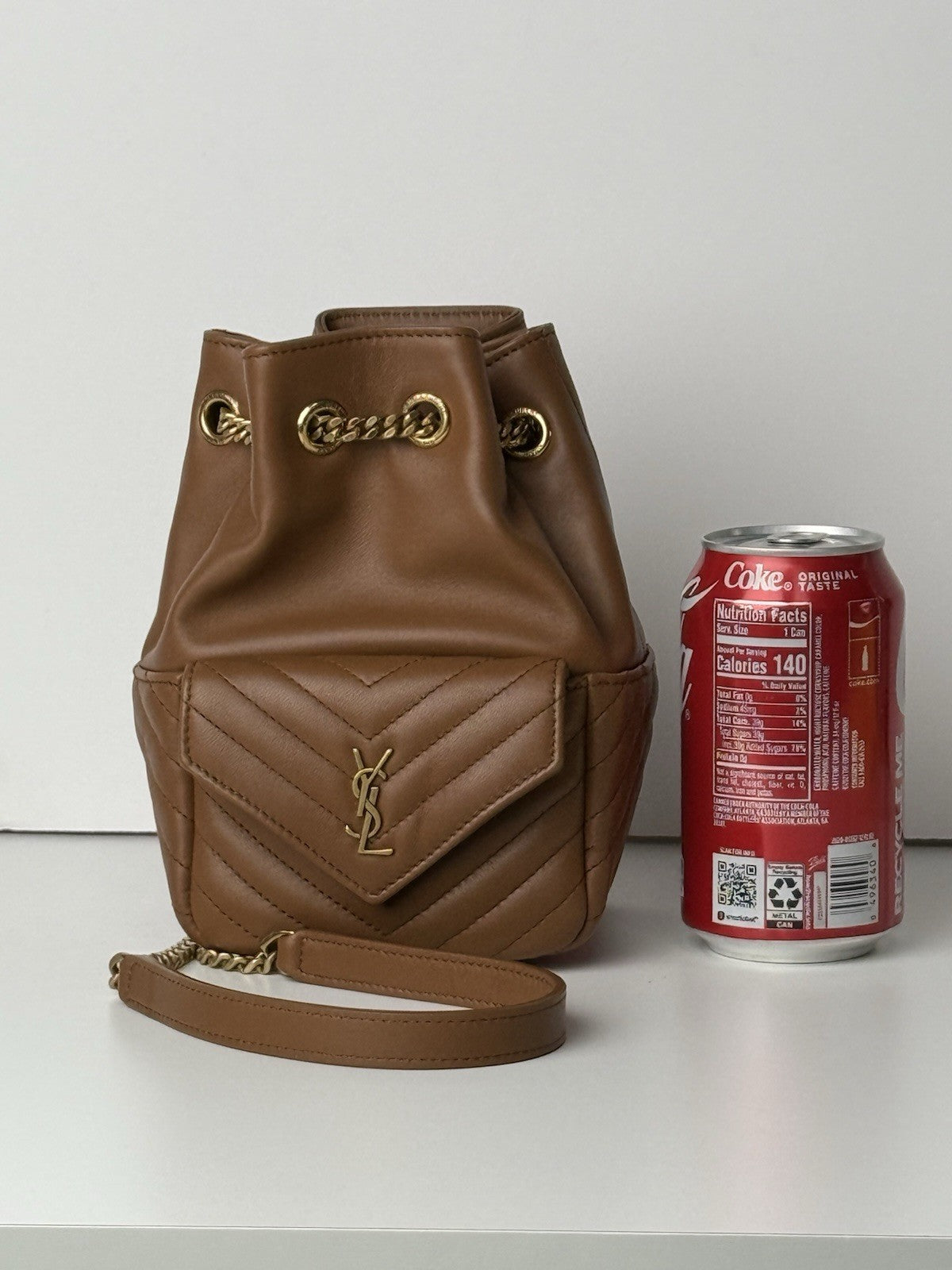 Saint Laurent Joe Nano Quilted Bucket Bag Brown