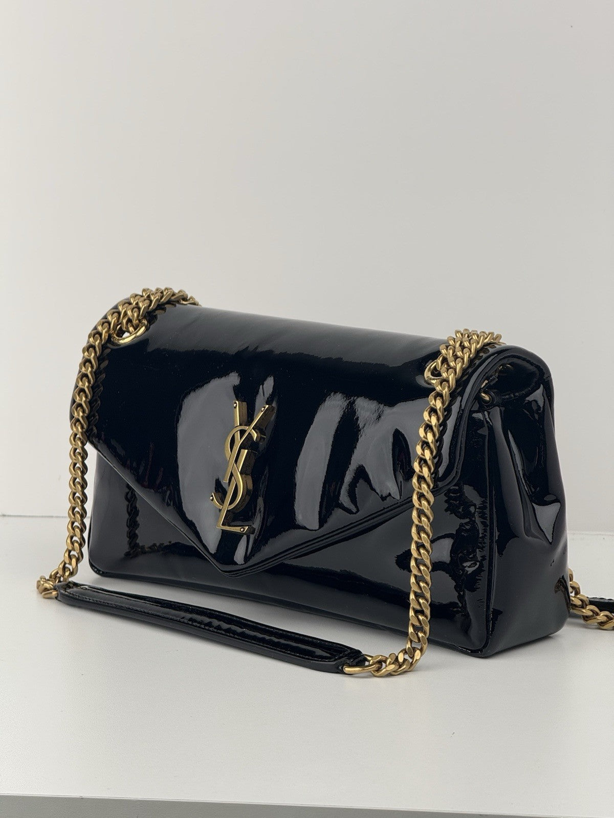 Saint Laurent Patent Calfskin Calypso Black Shoulder Bag
