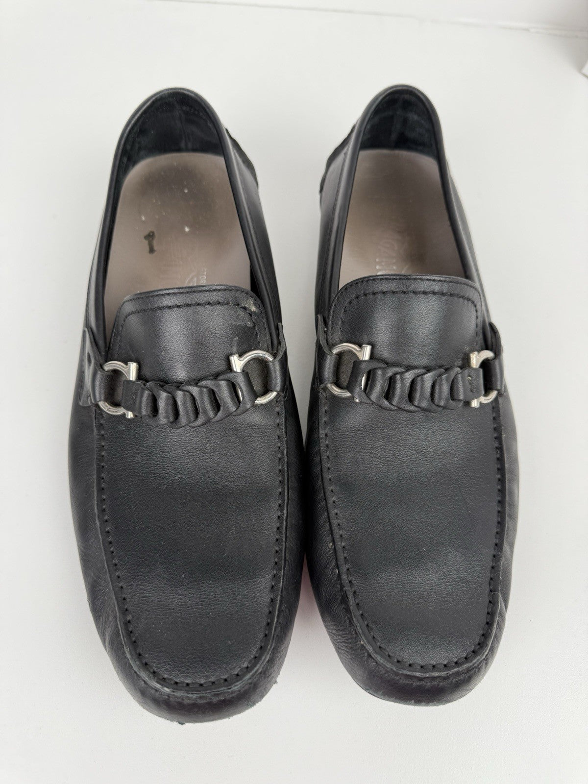 Salvatore Ferragamo Black Leather Drivers For Men Size 9