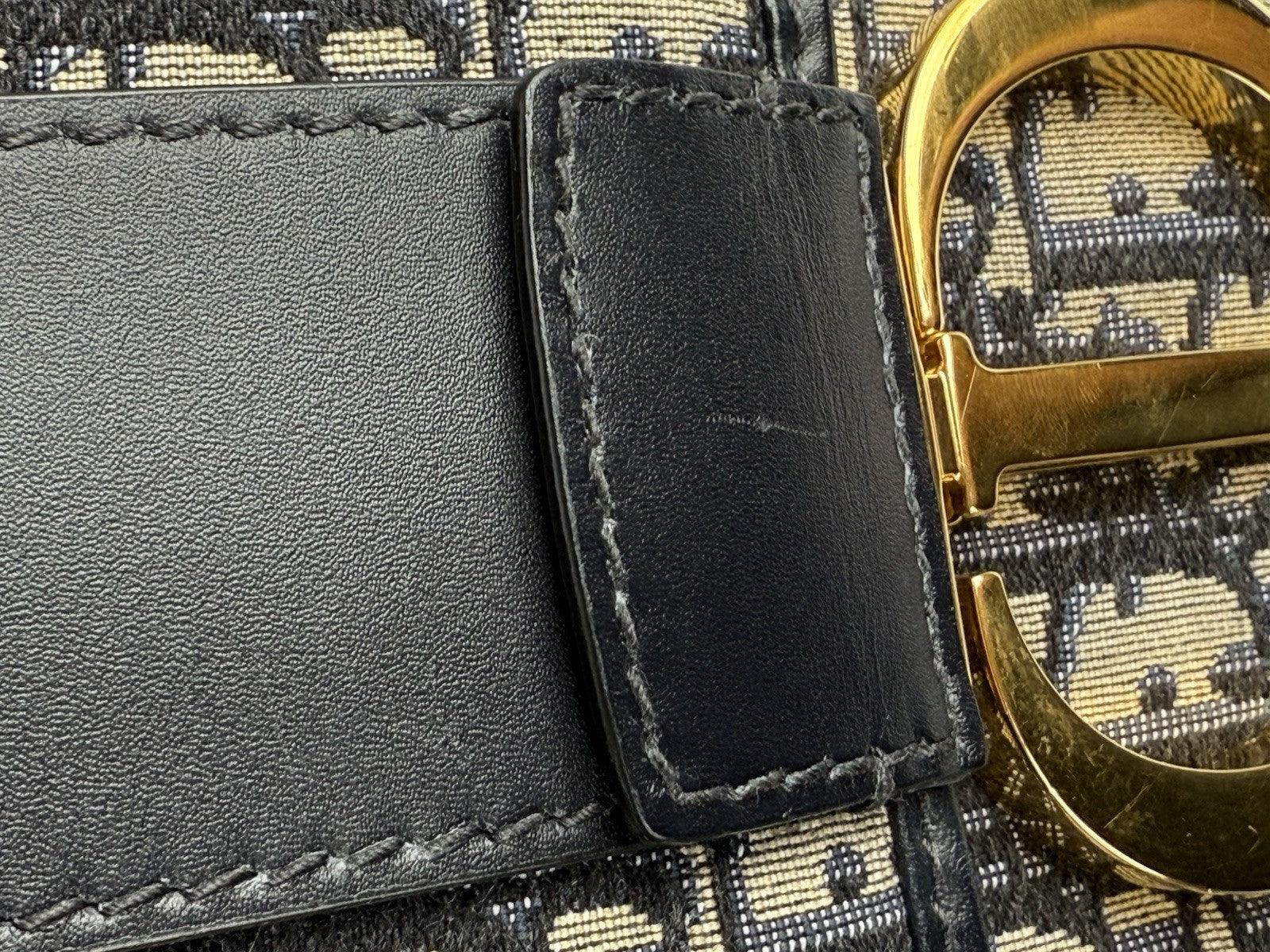 Dior  OBLIQUE 30 Montaigne Blue and Beige Canvas Shoulder bag