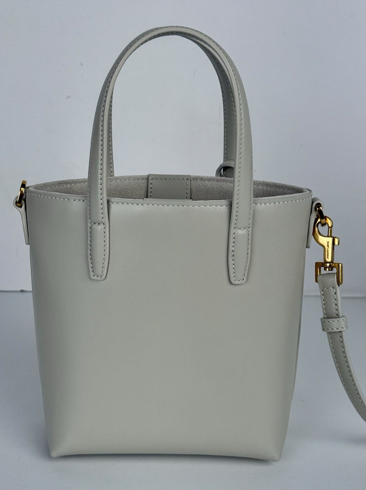Saint Laurent Shopper Mini Tote Soft Cream Leather