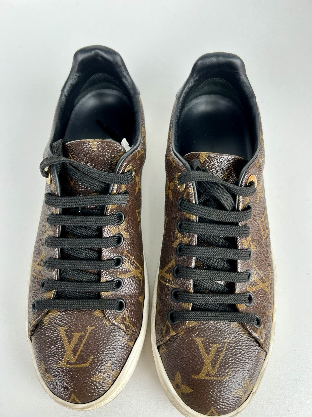 Louis Vuitton Monogram Canvas Patent Leather Front Row Sneakers - Size 37