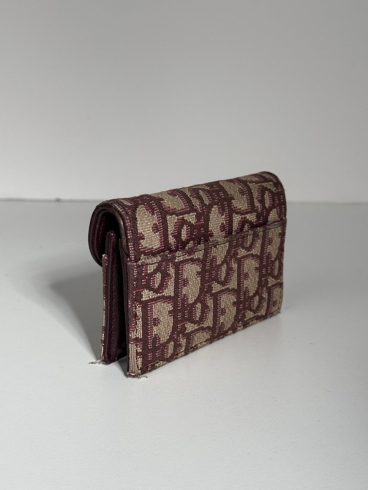 Dior Oblique Saddle Card Holder Bordeaux
