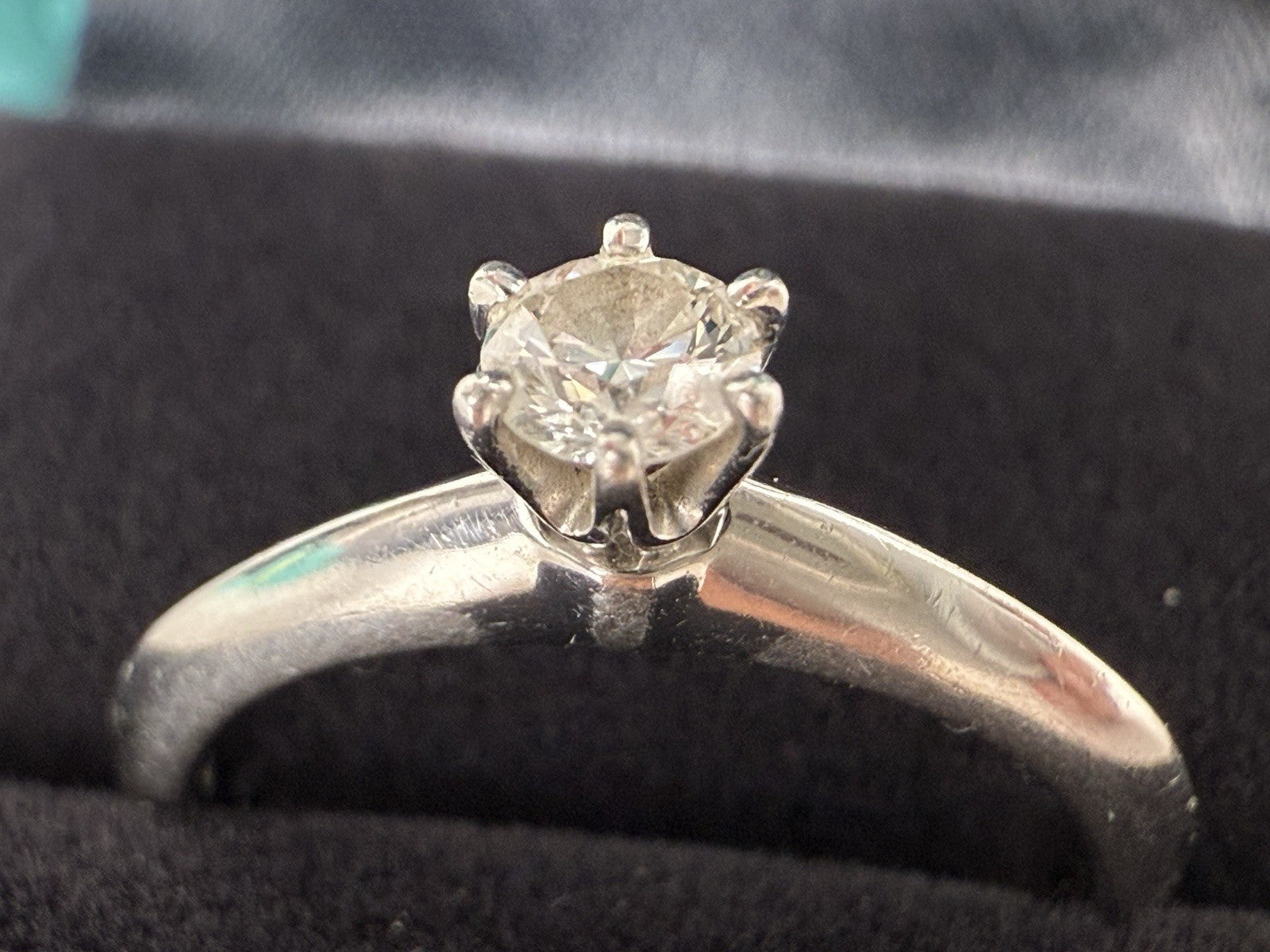 Tiffany & Co Platinum Diamond Engagement Ring 0.15 Carat Brilliant Cut Size 4.75